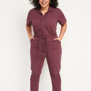 Old Navy Overdyed Twill Jumpsuit in Plum 2X